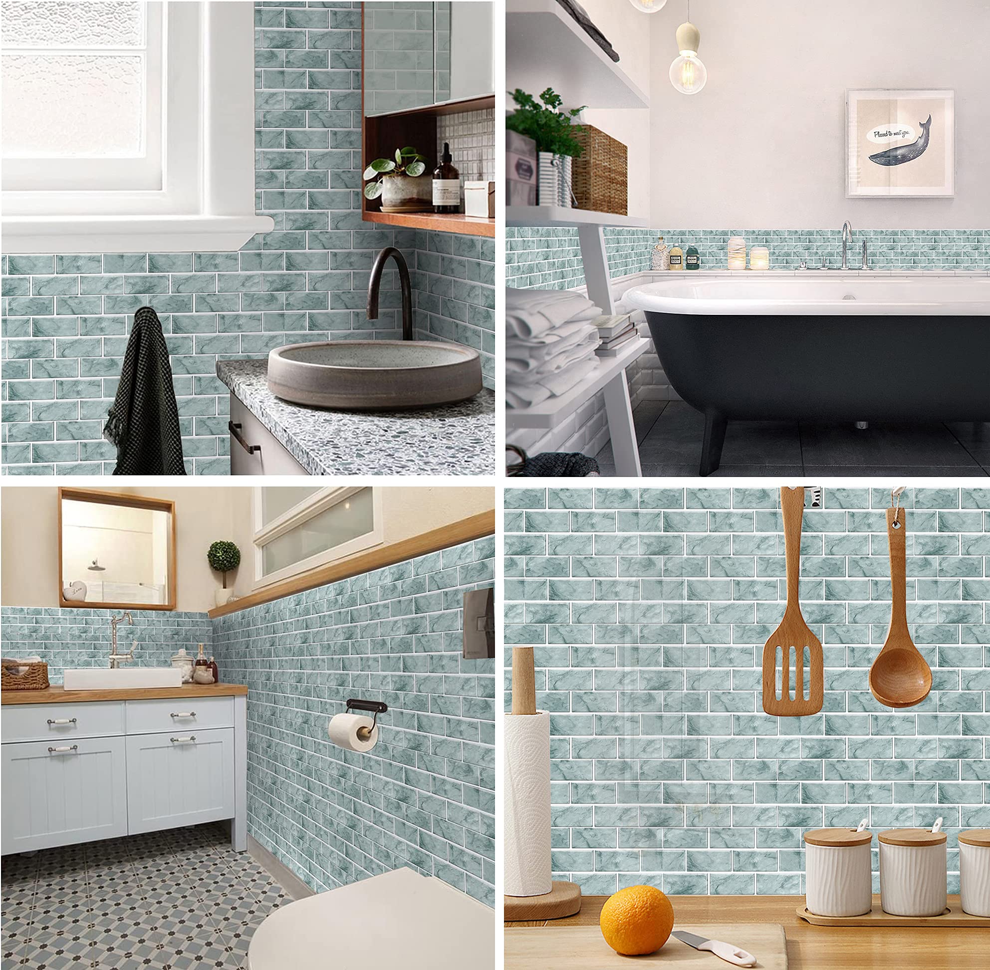 3D Tile Stickers Peel And Stick Backsplash Splashback Decals - Waterproof Pure White