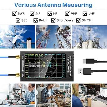 AURSINC NanoVNA-F V2 Vector Network Analyzer 50KHz-3GHz Antenna Analyzer 4.3inch Screen with 5000mAh + Filter Attenuator RF Demo Kit NanoVNA RF Tester Board