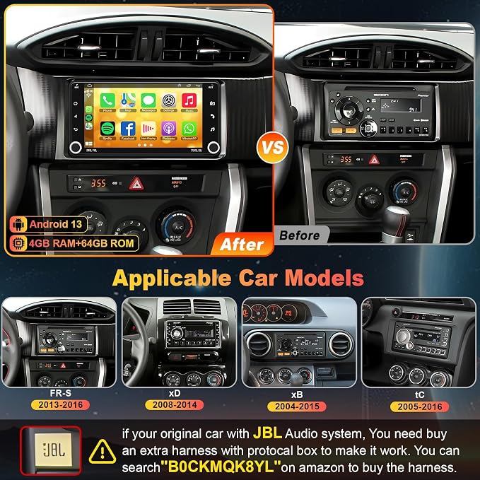 Radio Android 13 para auto con pantalla táctil 7 pulgadas miniatura 2