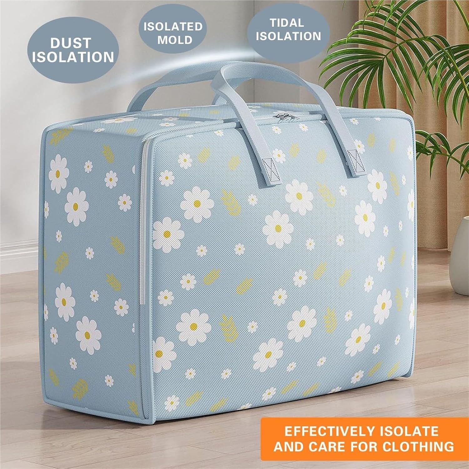 Heavy Duty Large Blanket Storage Bags Folding Comforter Bag for Clothes Containers(60L)