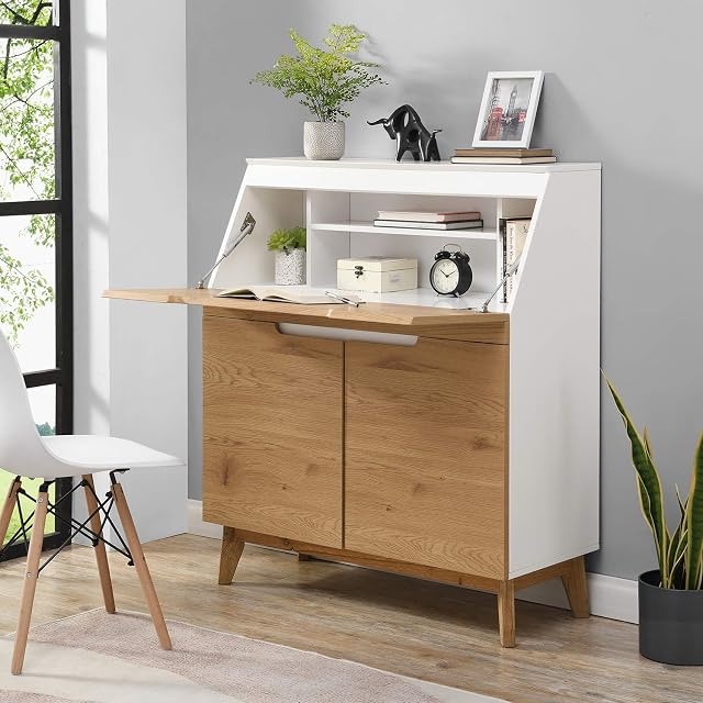Cherry Tree Furniture Ernest Writing Bureau in White & Oak Colour