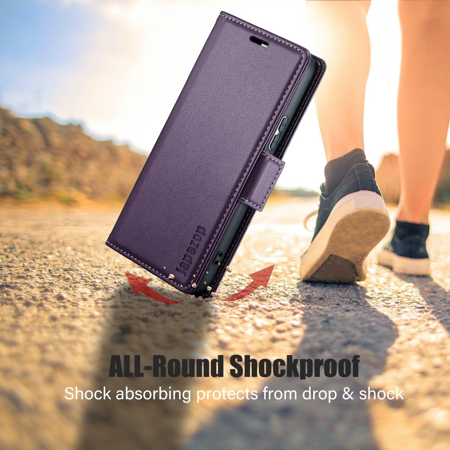 Samsung Galaxy S21 FE 5G Leather Flip Case Wallet with Card Holder, RFID Blocking Kickstand, Purple - Image 7