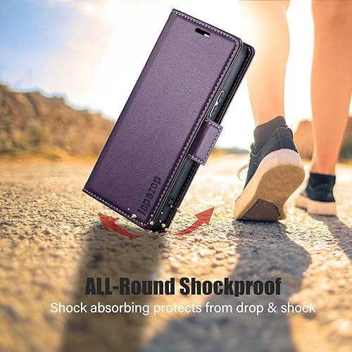 Miniatura 7 de japezop Funda tipo cartera para Samsung Galaxy S21 5G con bloqueo RFID, tarjetero magnético y función atril de cuero suave para Samsung Galaxy S21