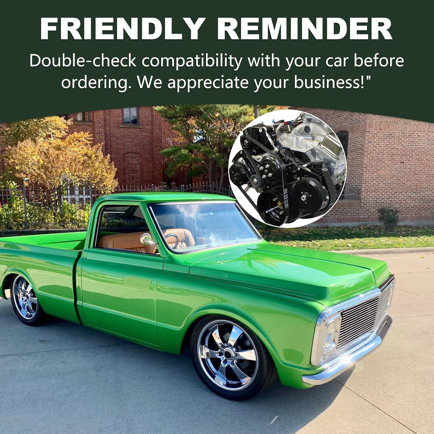 SSN Steel Small Block Chevy 2 Groove Short Water Pump & 2 Groove Crankshaft Pulley SWP for SBC 262 265 267 283 302 305 307 327 350 400