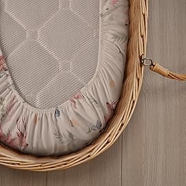 Gllquen Baby Bassinet Sheets 4 Pack, Breathable Cozy Fitted Mattress Sheet, Elastic Travel Crib Fashionable Floral Pattern, Standard Cradle Safe Sheets for Baby Boys Girls 32x16(Deer & Rose)