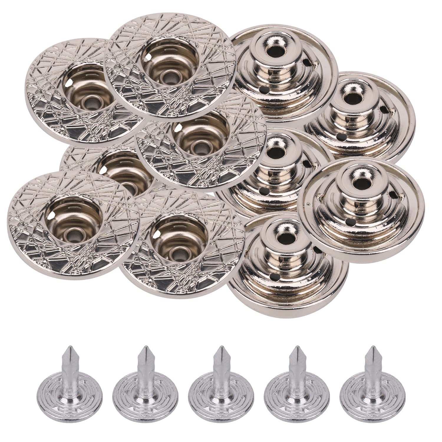 Boutons pression en métal KAM 22mm argent pour réparation de jeans et vestes x100