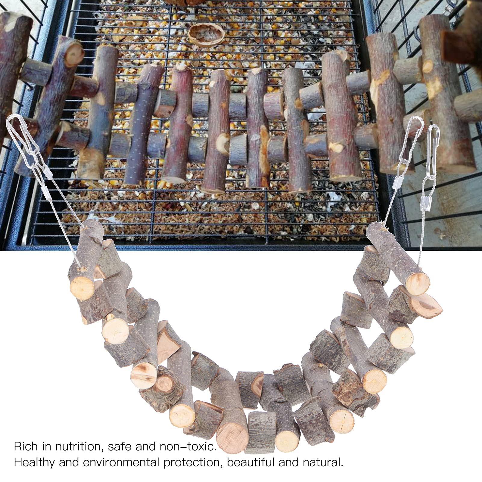 Joyzan Escalera de Cuerda del Pájaros, Escaleras Columpio Juguete Ave Jaula Puente Suspensión con Ganchos Desarrolla Equilibrio Los Pájaro Flexible Plegable para Hámster Ardilla Ratas Tortolitos
