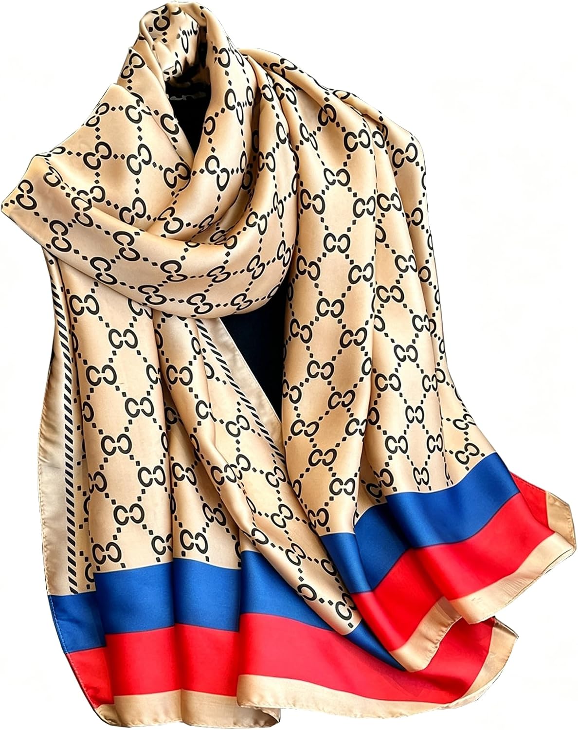 FairyCity Womens large Luxury Silk Scarf Satin Summer Scarf Lightweight Fashion Shawl Wrap