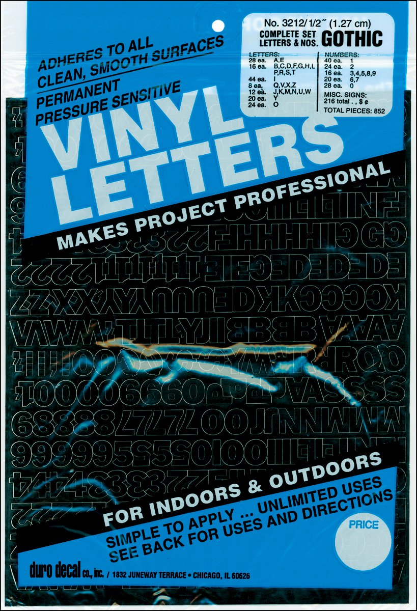 Duro Decal Permanent Adhesive Vinyl Letters & Numbers: 1/2