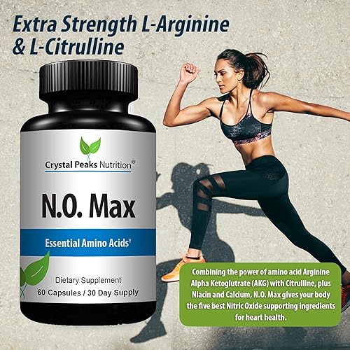 Miniatura 2 de N.O. Max Suplemento de óxido nítrico - L arginina, malato de citrulina, AAKG, aminoácidos beta alanina - 60 cápsulas