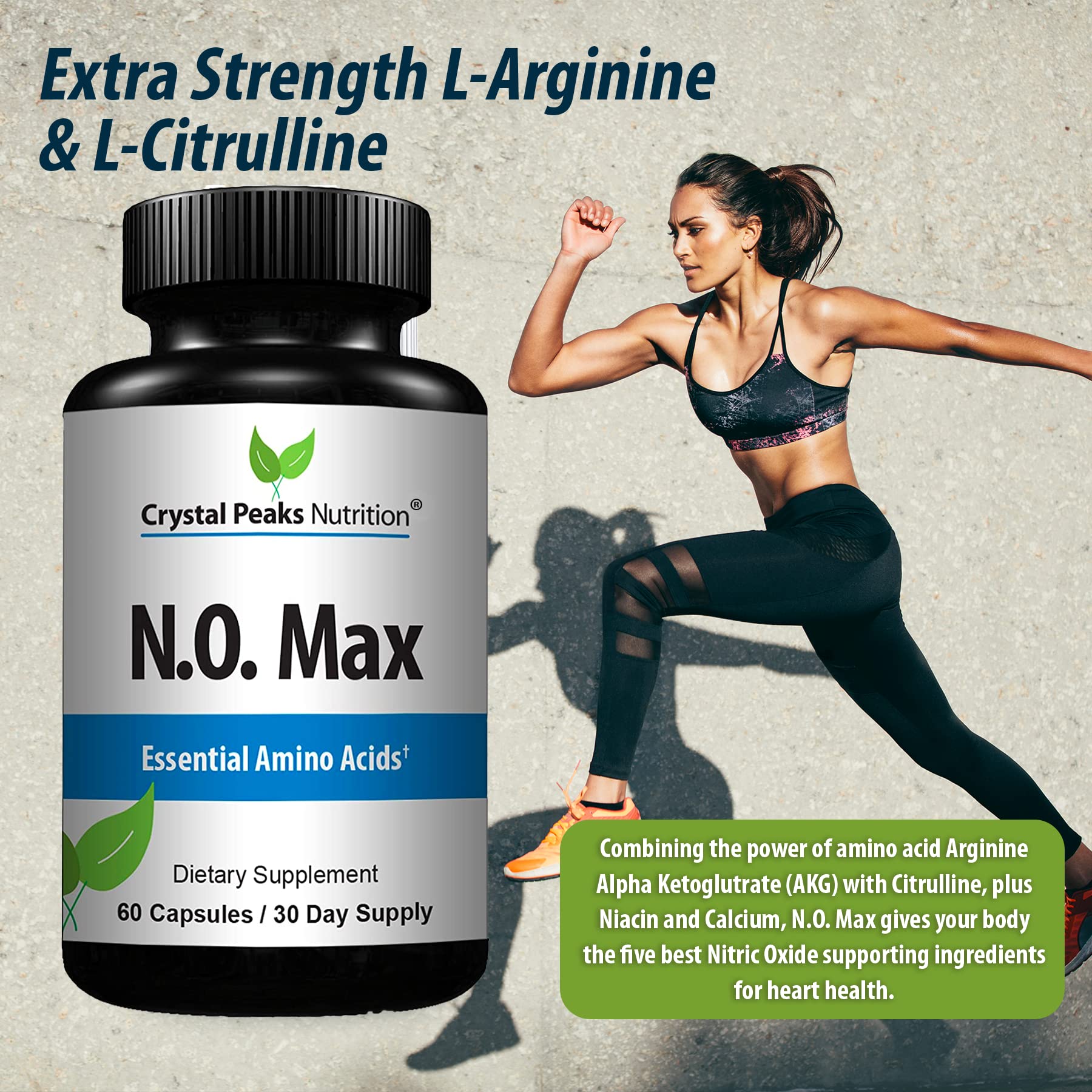 N.O. Max Nitric Oxide Supplement - L Arginine, Citrulline Malate, AAKG, Beta Alanine Amino acids - 60 Capsules — Amazon image 2