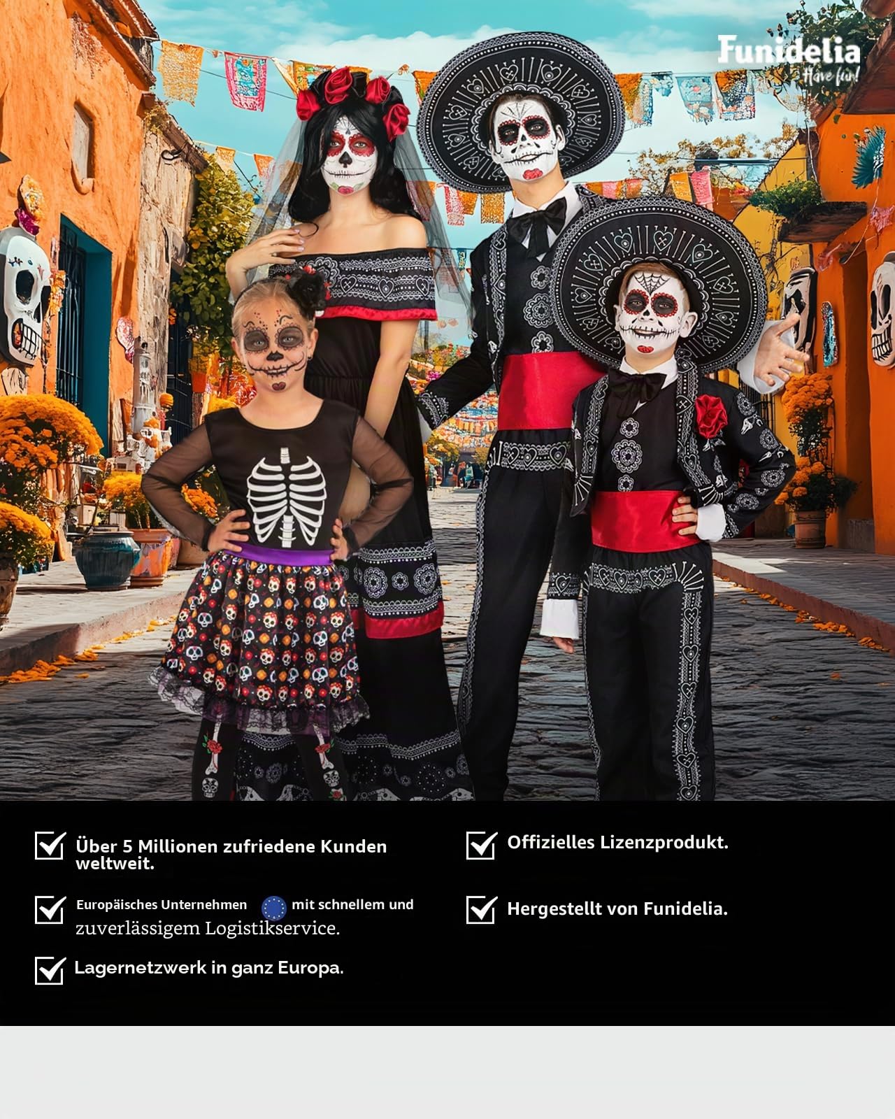 Funidelia Catrina Kostüm für Damen mit Stirnband mit Blumen und Schleier, Día de los Muertos Verkleidung für Erwachsene, Karneval, Halloween und Party Kostüme