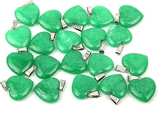 LE SKY 20 Pcs natural stone pendants heart shape healing stone charms for jewelry making