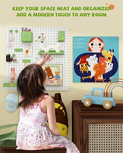 Miniatura 2 de Kit combinado de tablero de clavijas de metal, 4 tableros de clavijas de acero al carbono con 26 accesorios, organizador de pared para el hogar,