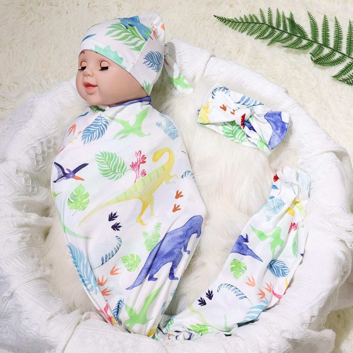 dinosaur swaddle set