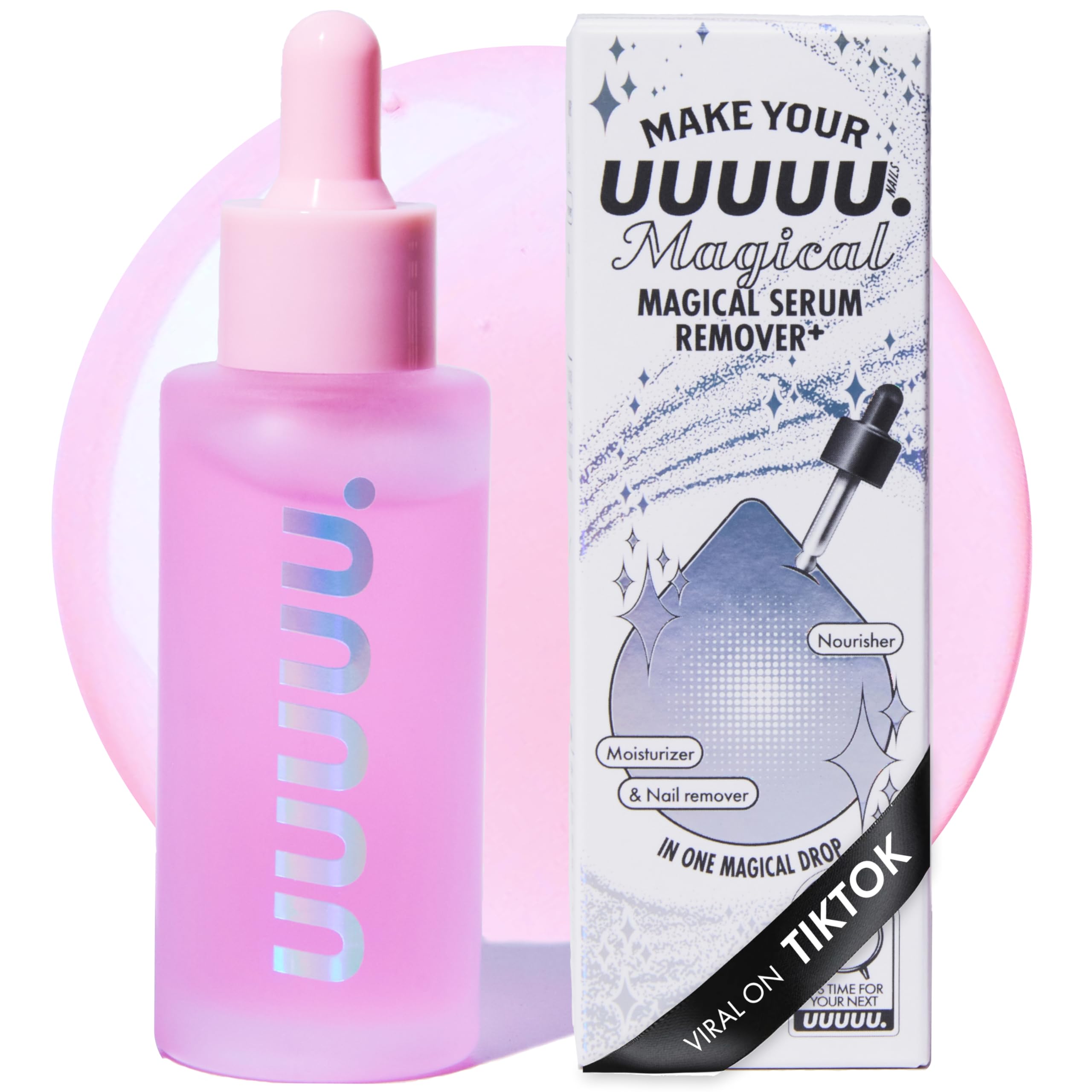 UUUUU Gel Nail Strip and Press Ons Remover | Magical Nail Serum Remover for Semi-Cured Gel Strips | Gel Remover for Nails | Non-Toxic, Odorless, Gentle & Nourishing Formula | Vegan & Cuticle-Safe