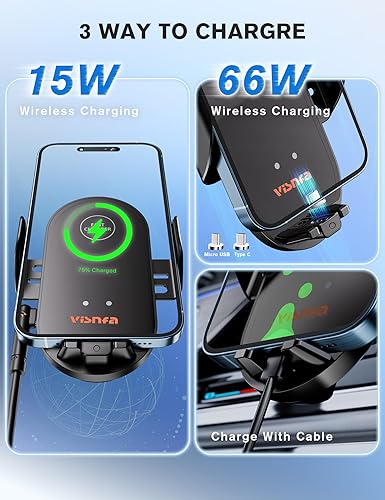 Miniatura 2 de Cargador inalámbrico para automóvil, 15 W, soporte de teléfono de automóvil de carga rápida, sujeción automática, soporte de teléfono para