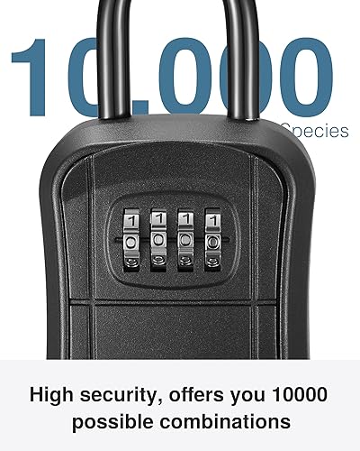 Miniatura 3 de Puroma Caja de cerradura de llave, caja de seguridad portátil de combinación para montar en la pared, caja de almacenamiento de llaves para llaves
