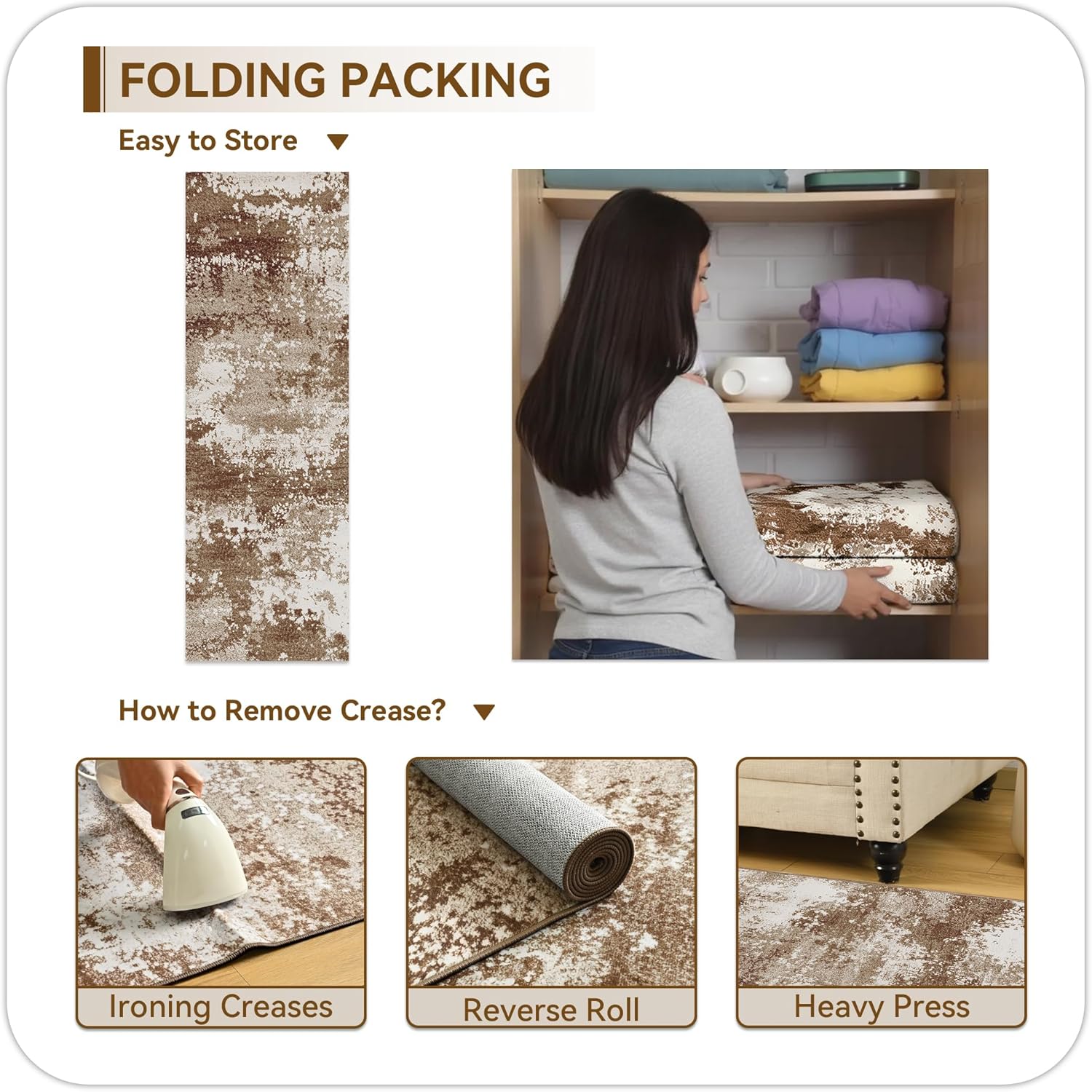Brown Rug Runners for Hallways Kitchen Non Slip Washable 2x6 Entryway Runner Rugs with Rubber Backing 6ft Long Carpet Runner for Laundry Room Bedroom, Low Pile Stain & Fade Resistant, Abstract Coffee