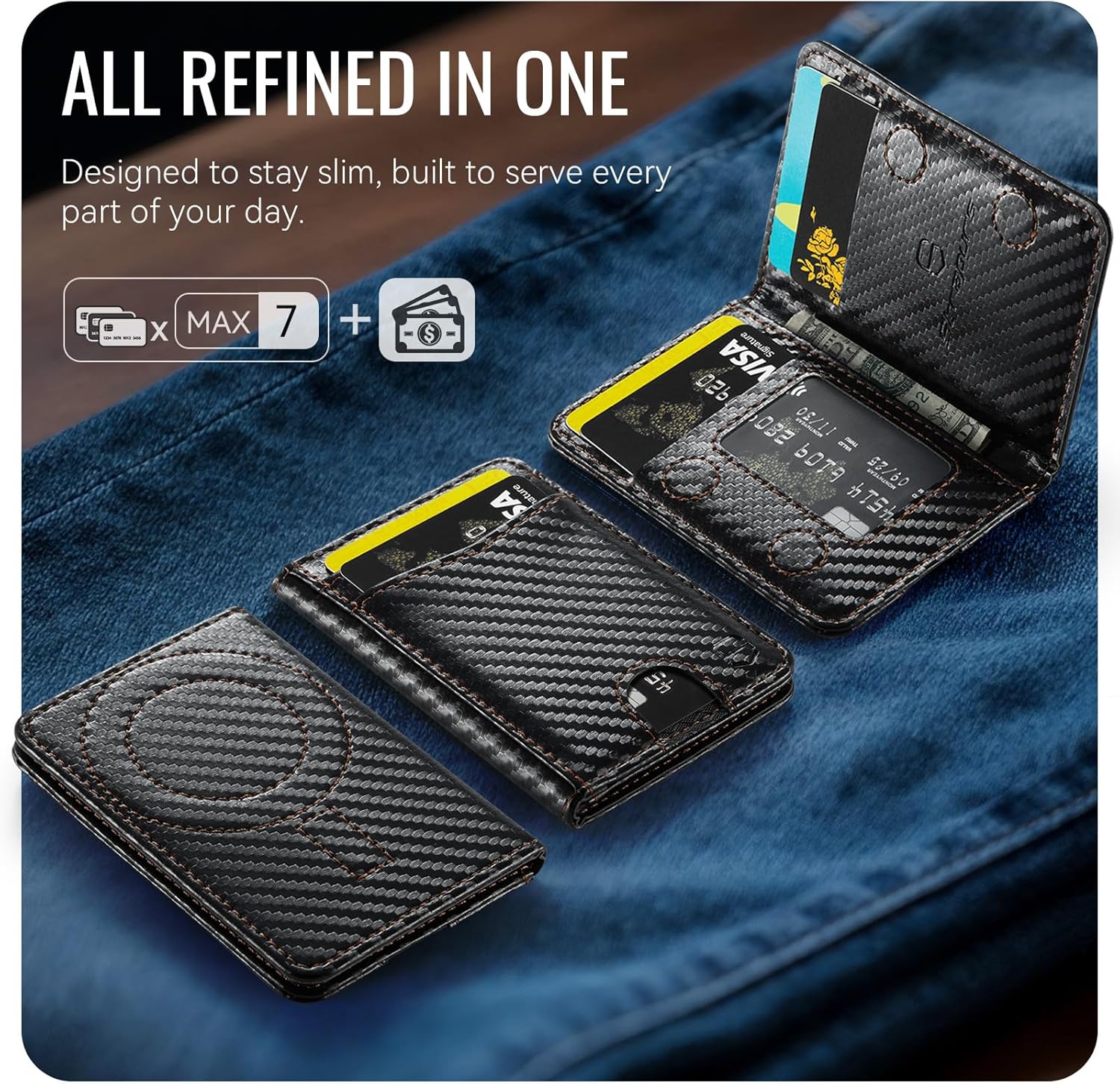 ★Strapurs★Strapurs 強力磁気ウォレットカードホルダー MagSafe携帯電話とケースに対応 スリムPUレザー携帯電話ウォレット 6つの