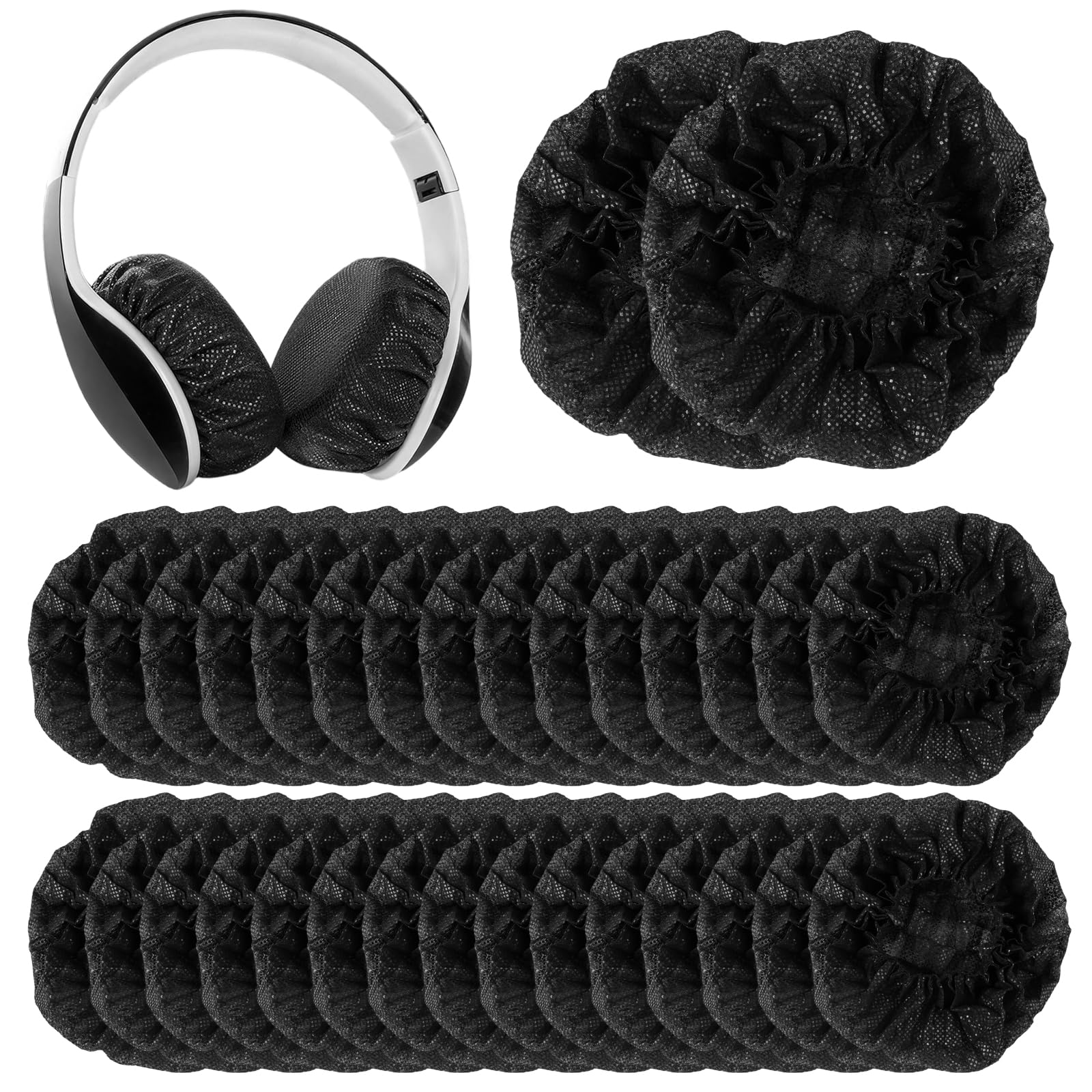 100 Copricuffie Elastici In TNT Traspiranti – Antipolvere E Riutilizzabili Per Cuffie In-Ear (Diametro 10-12 Cm) - 2