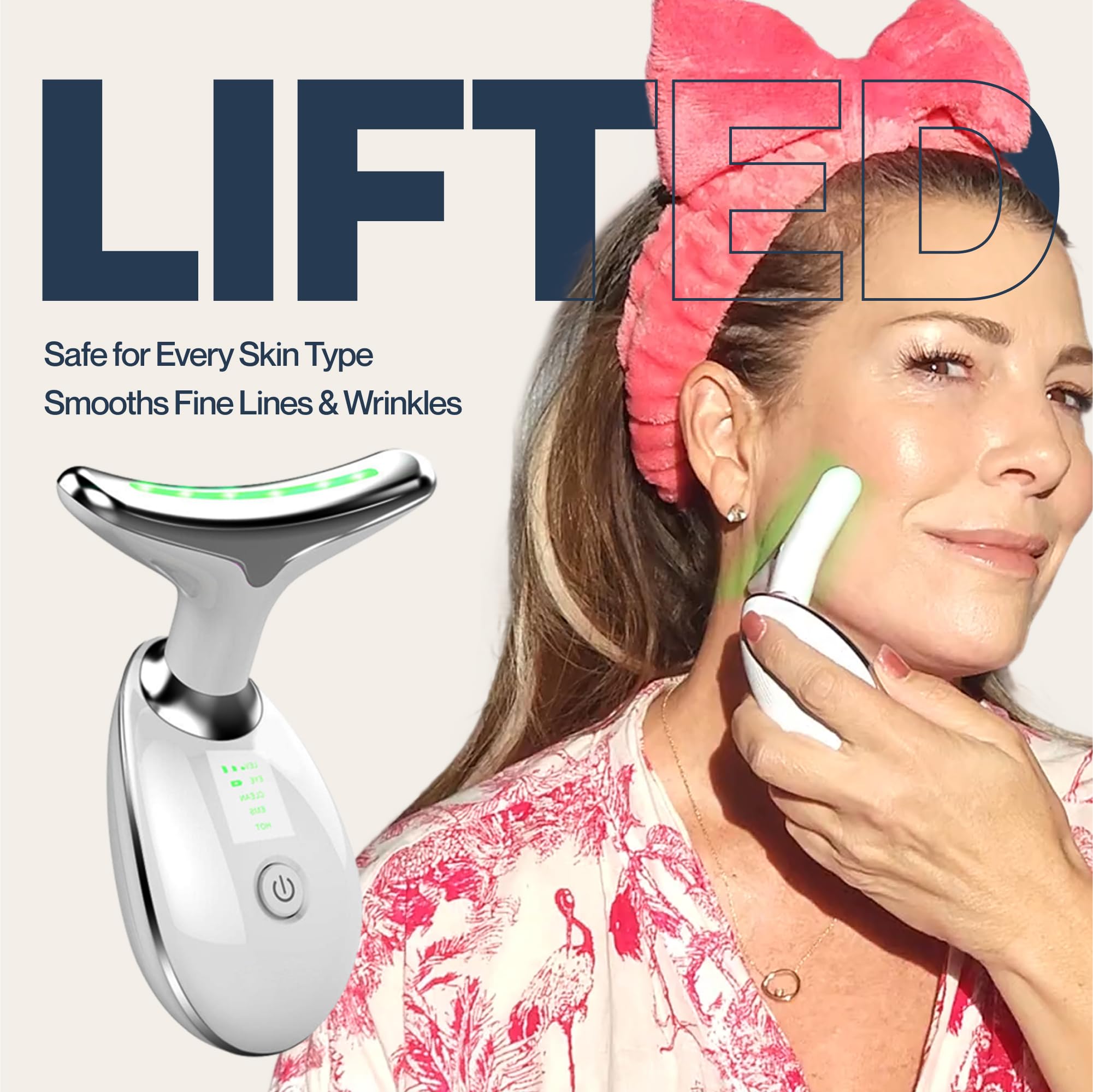 RenewaLift Face & Neck Sculpting Tool | Handheld Beauty Device with Gentle Light & Soothing Vibration | at-Home Skincare Tool for a Smoother, Refreshed, and Radiant-Looking Complexion