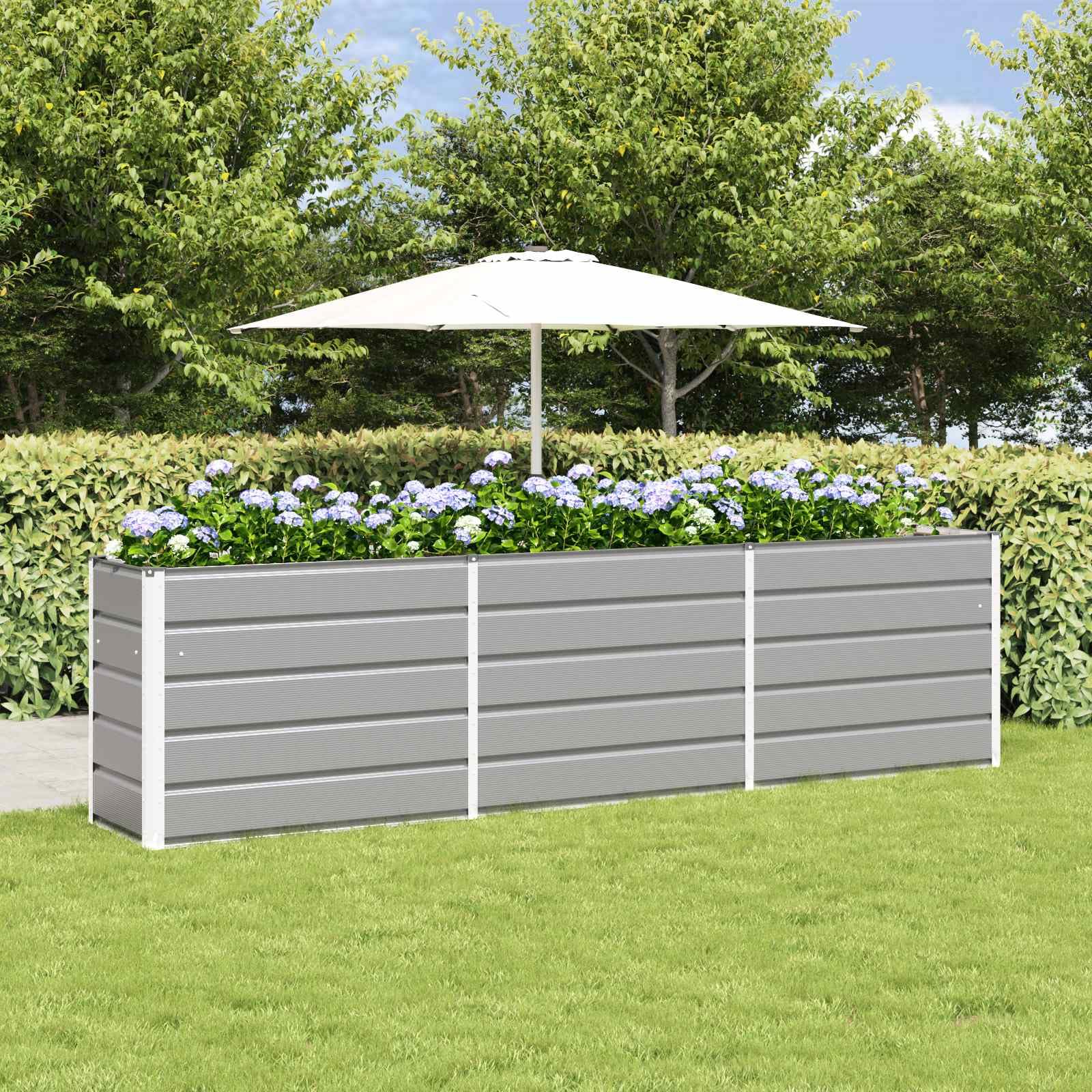 vidaXL Jardinera Gris Claro 290 x 50 x 75 cm Acero Galvanizado, Jardín y Terraza, Macetero Industrial, Contenedor de Metal, Decoración Exterior, Esenciales Urbanos