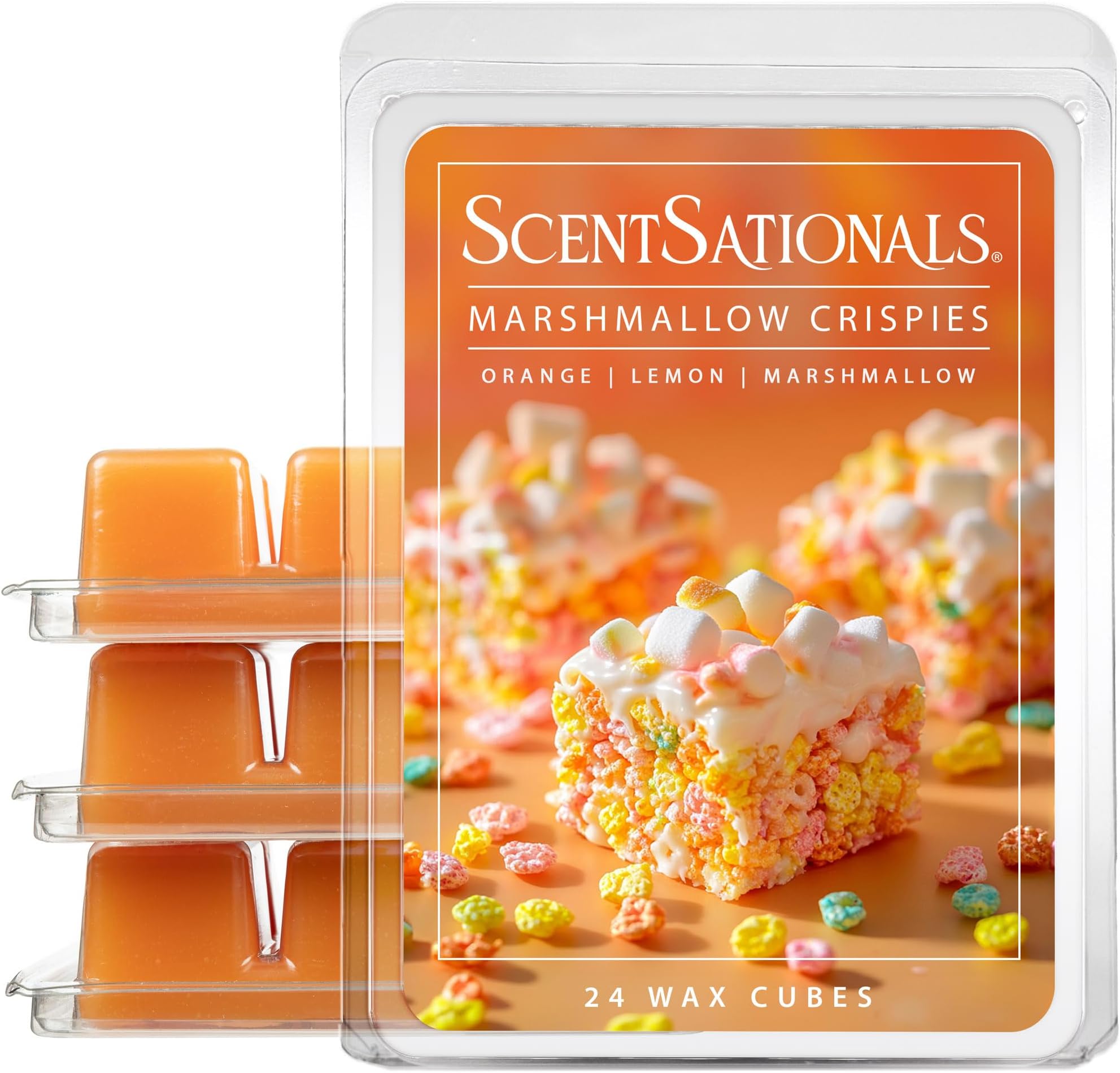 Scentsationals Marshmallow Crispies Scented Wax Melts - Orange, Lemon, & Marshmallows, 10oz (24 Cubes)