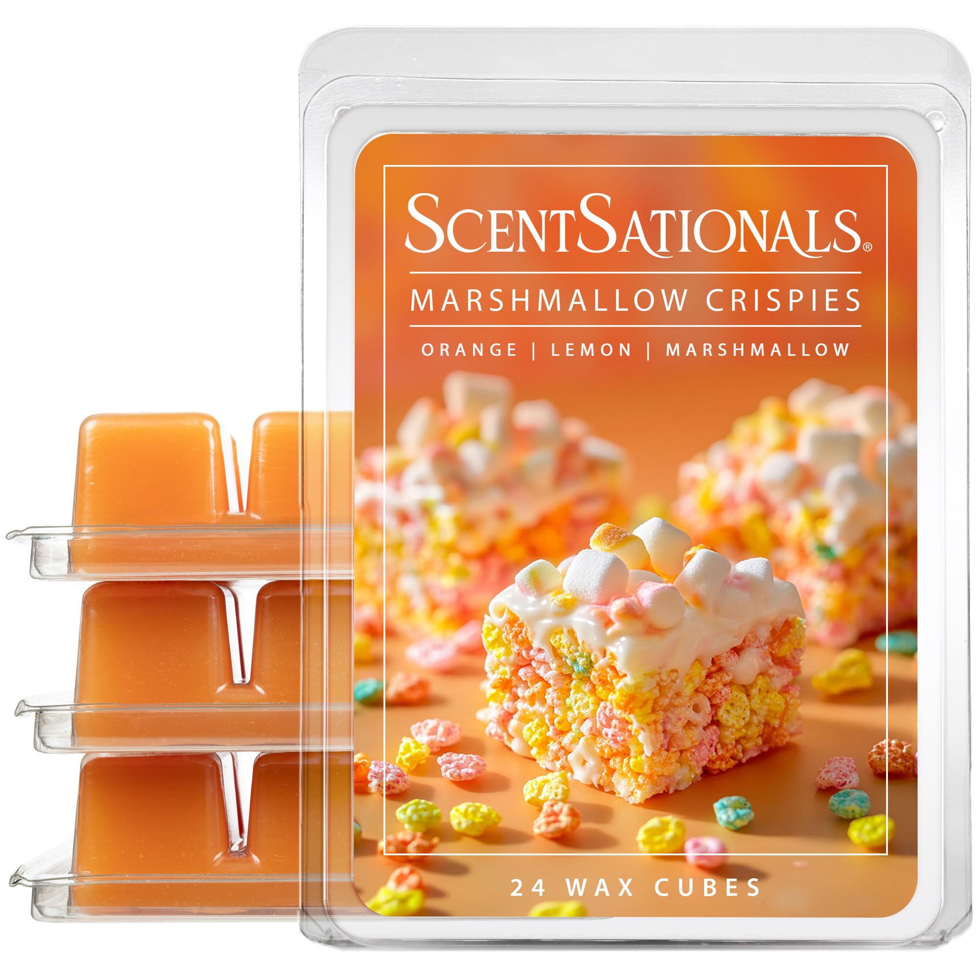 ScentsationalsWax Melts, Wax Cubes Strong Scent - Marshmallow Crispies - Long Lasting Scented Wax Melts for Warmer, 10oz (24-Cubes)