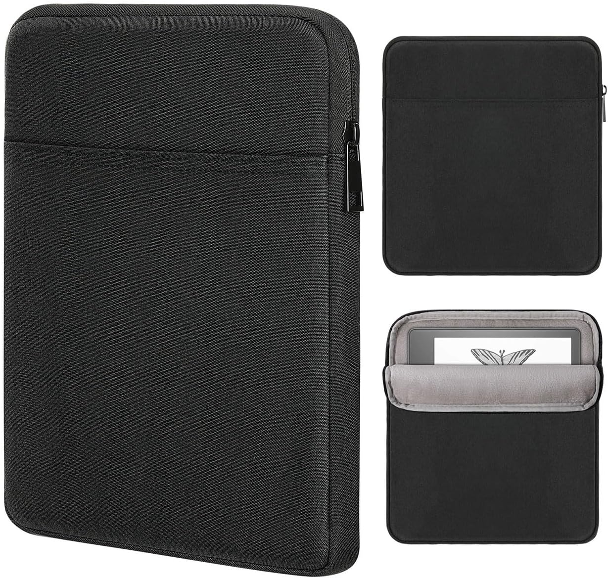 Moko Kindle Sleeve Compatible with Kindle Scribe 10.2 inch (2024 and 2022 Release), Protective Pouch Bag Case Cover with Dual Pockets and Pen Holder, Scratch-Resistant Soft Fluffy Lining, Black