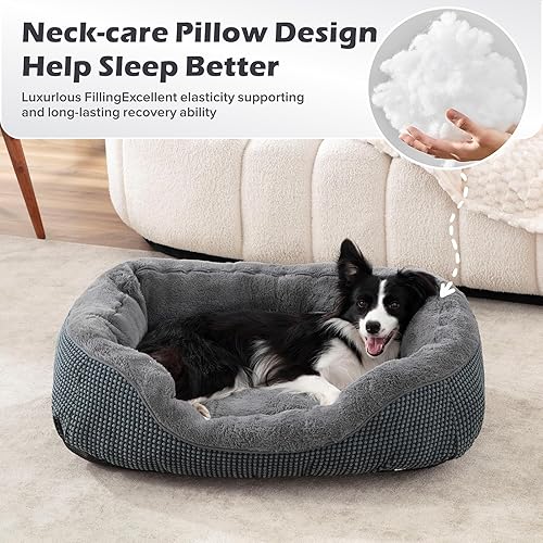 Miniatura 7 de INVENHO Camas medianas lavables para perros medianos, cama rectangular para perros de tamaño mediano, cama ortopédica para perros, cama cálida suave