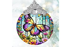 Butterfly Stained Glass Suncatcher: A Symphony of Colors and Intricate Designs for Your Festive Décor
