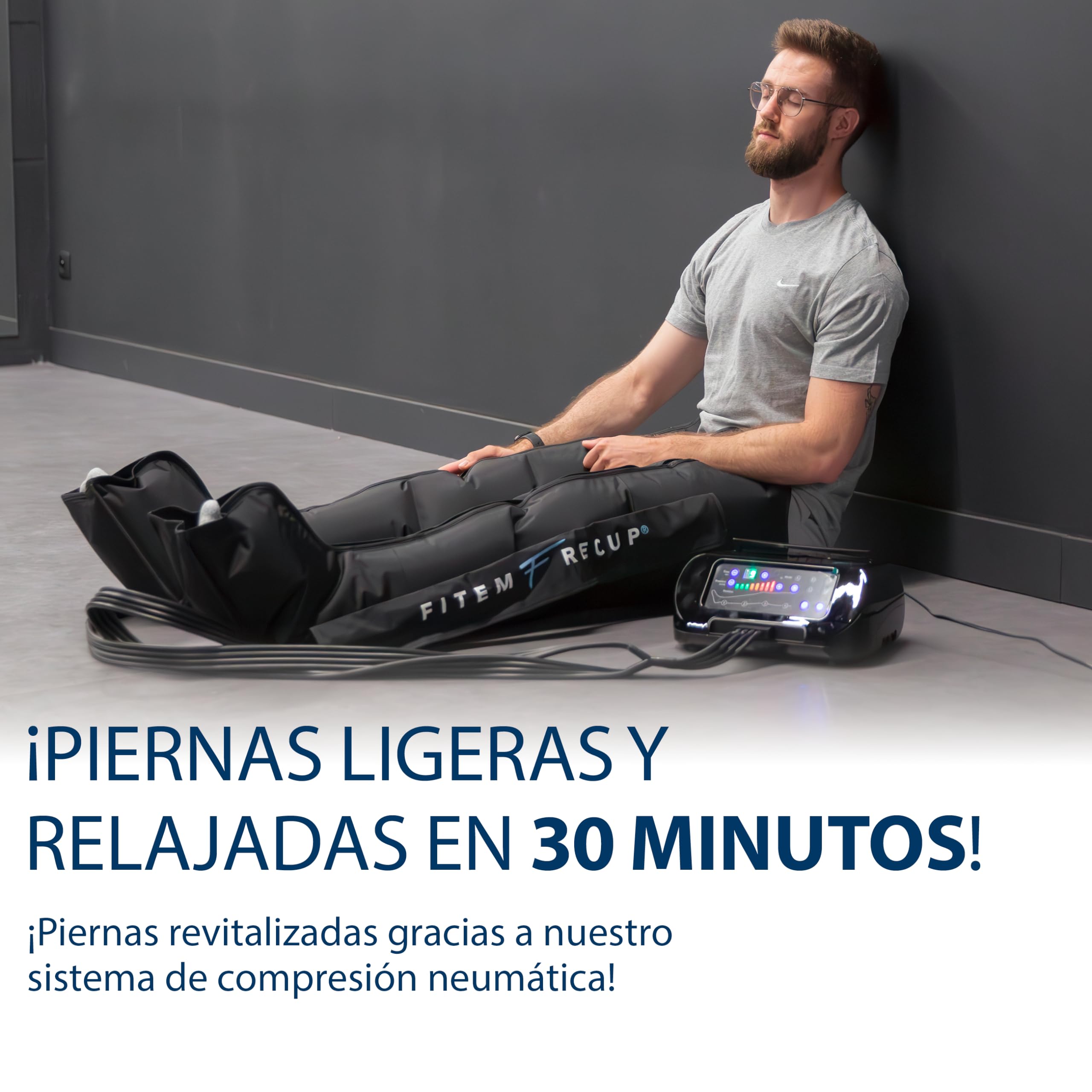 FITEM Botas Presoterapia Talla M 4 Cámaras 6 Modos 30-240 mmHg | Masaje Y Drenaje De Piernas, Recuperacion Deportiva, Piernas Largas, Dispositivo De Gama Alta, 6 Modos, 6 Modos De Masaje