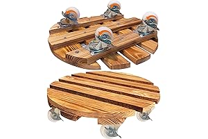 2 Pack Wood Planter Caddy with Wheels Heavy Duty,12" Rolling Plant Dolly