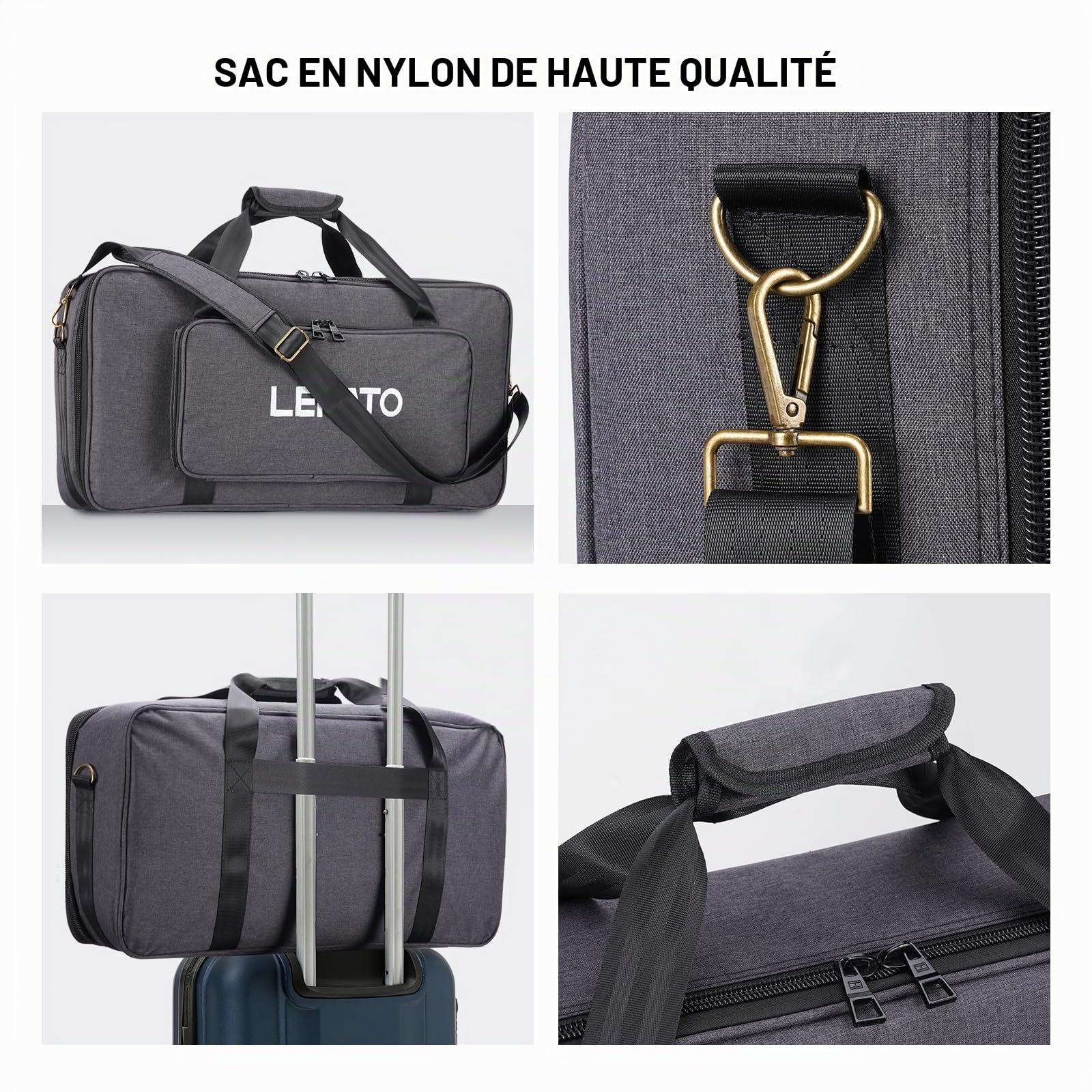 Pédalier guitare LEKATO, 50 x 25 x 6 cm, grand pédalier multi-effets, robuste et portable, avec housse pour musiciens, guitaristes et groupes