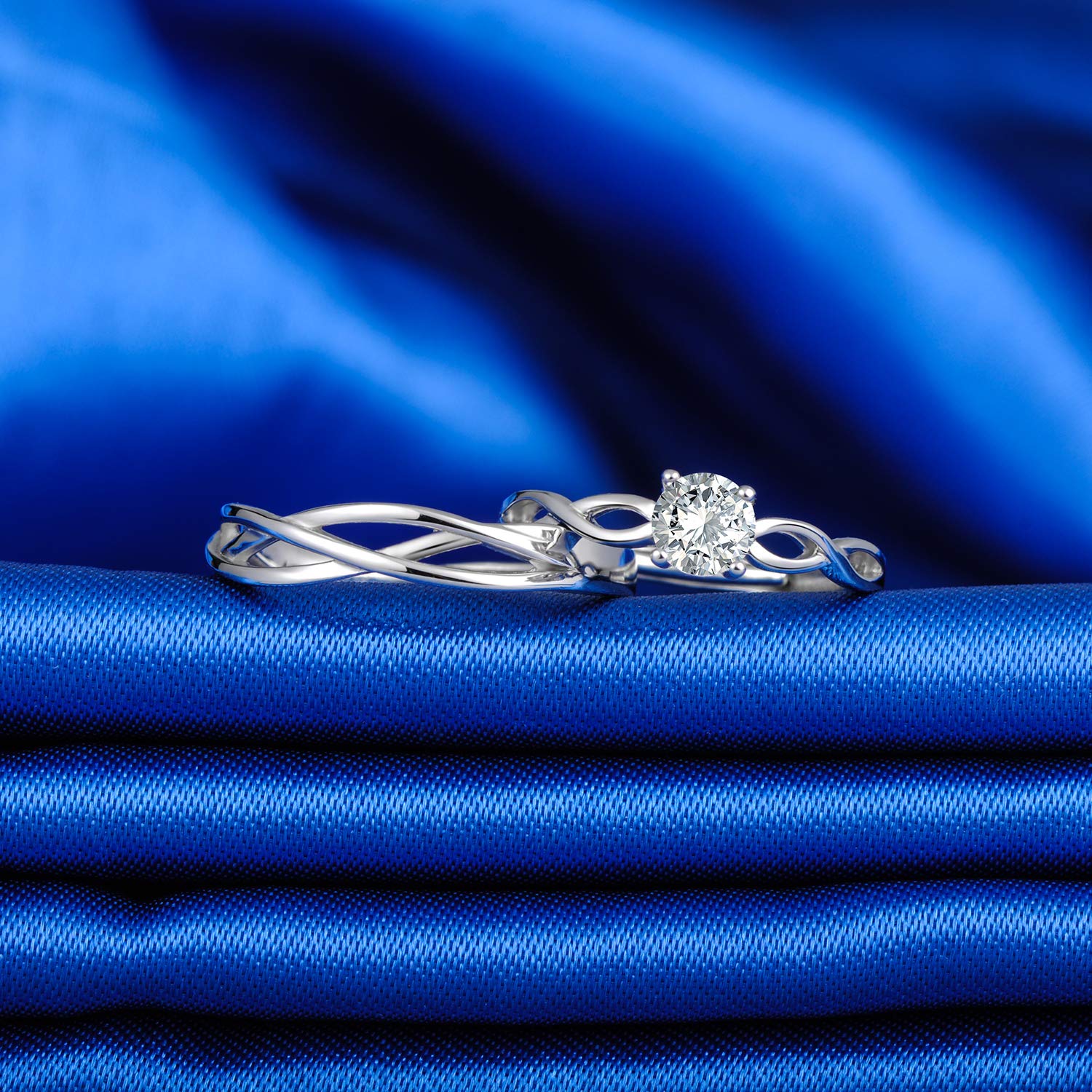 Bague de couple pour homme et femme en argent 925, Anneaux de mariage en diamant fleur, la taille réglable, Cadeau de Noël de Saint-Valentin de mariage