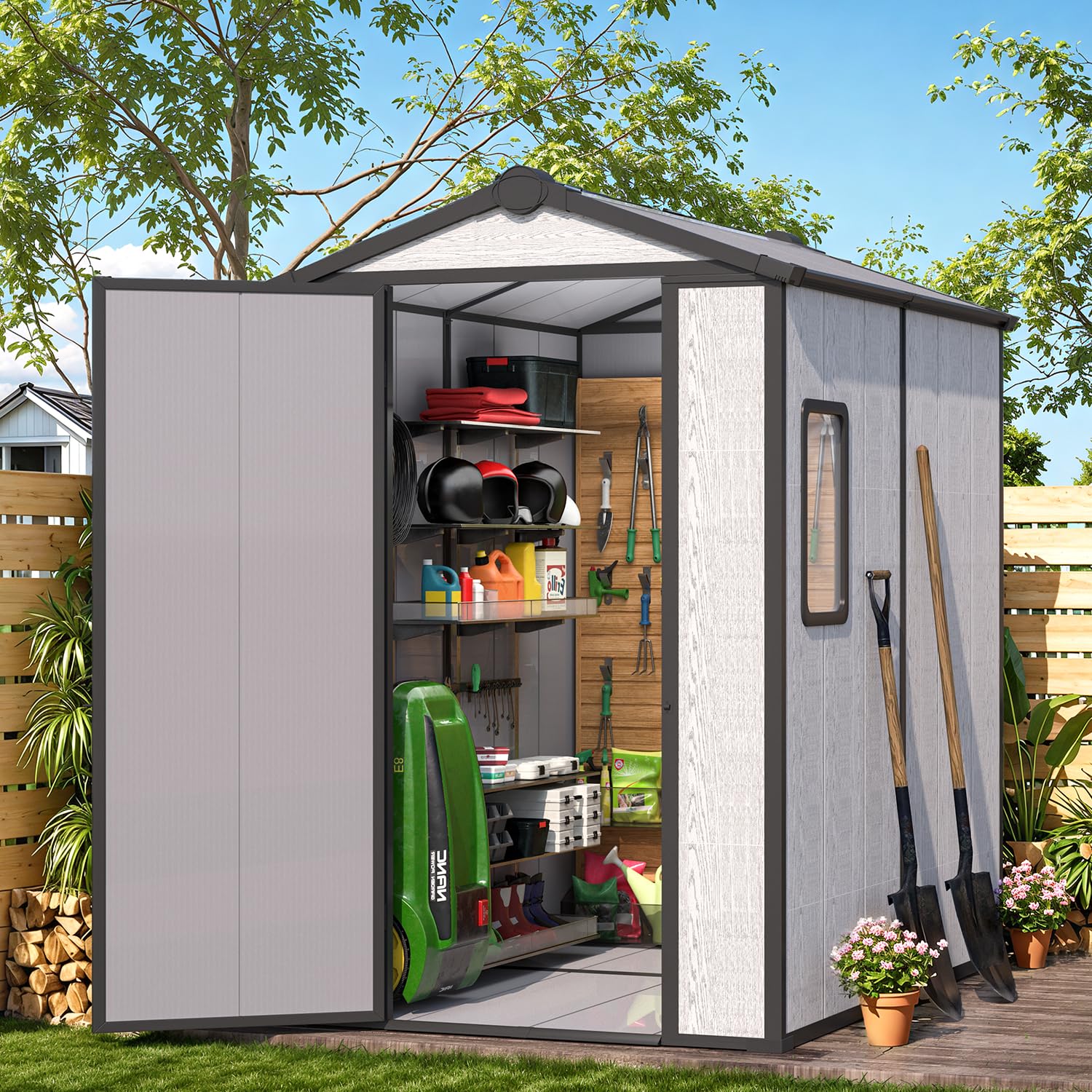 Amazon.com : MELLCOM 4 x 6 FT Plastic Garden Shed with Floor