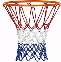 ELFFILLA Heavy Duty Basketball Net 7.16oz Pro Grade All-Weather Anti-Whip Replacement, 12 Loops for Outdoor Indoor Hoops (Red White Blue)