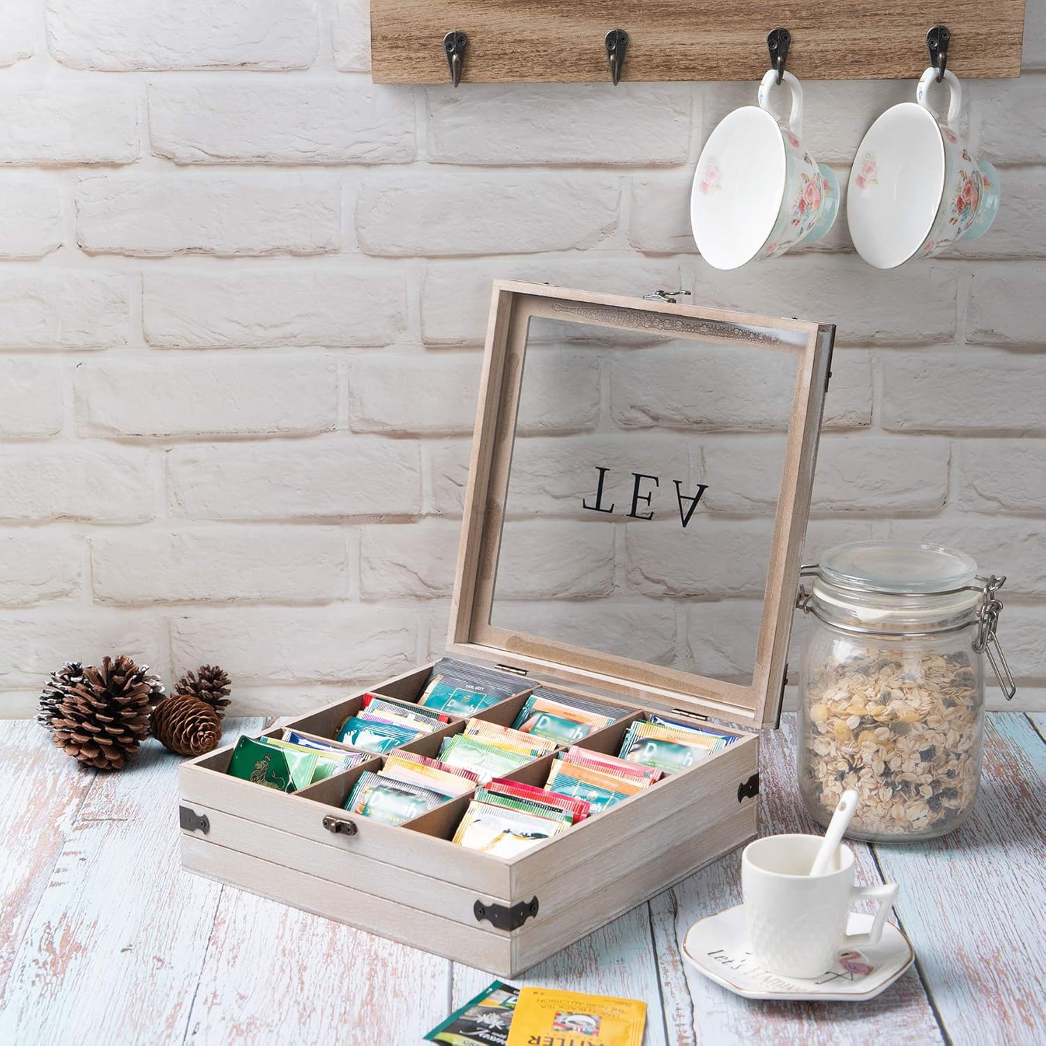 Boîte à Thé Transparente 8 Compartiments Ksvaye - Rangement Organisé Pour Sachets De Thé Et Épices