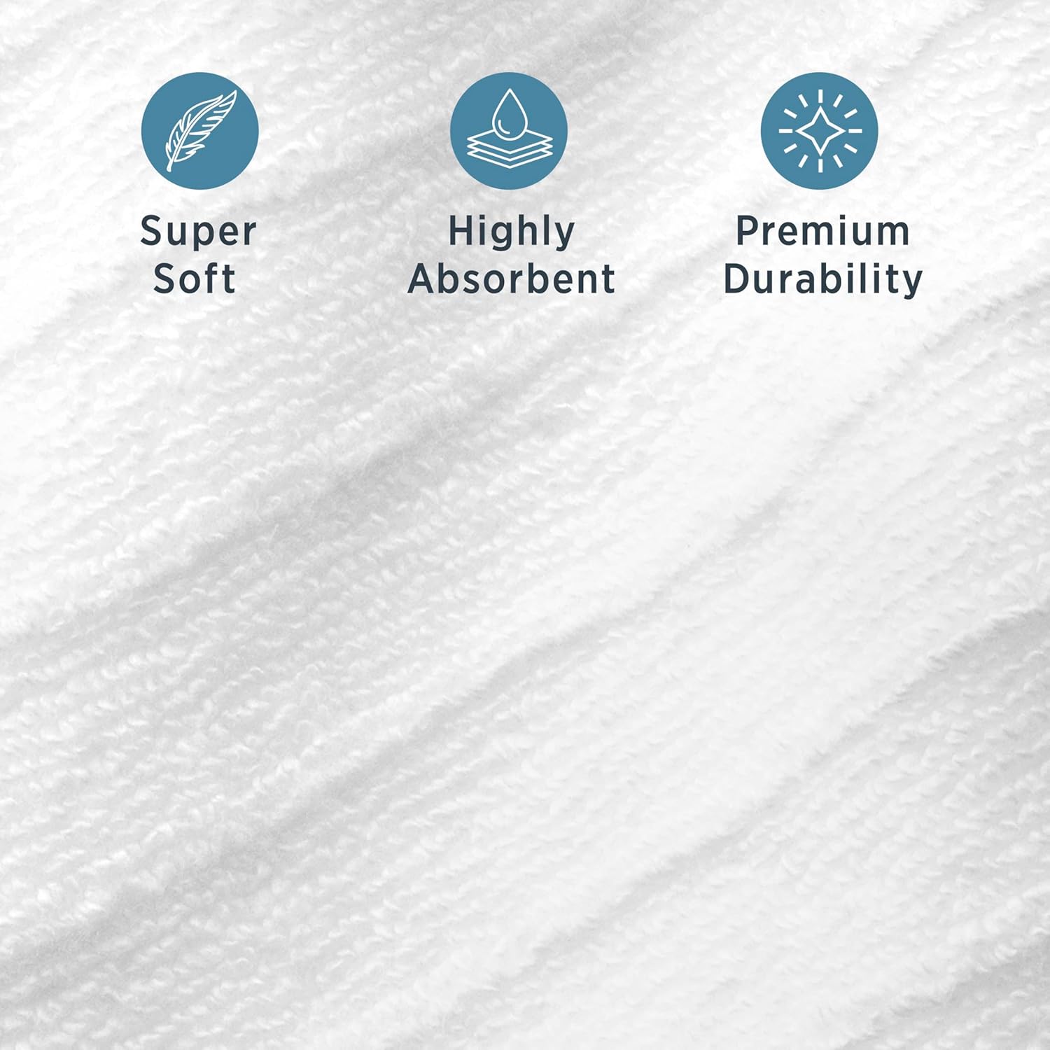 Welhome James 100% Cotton Textured Stripe Towels - 24 Pack Washcloths, Soft & Absorbent, White