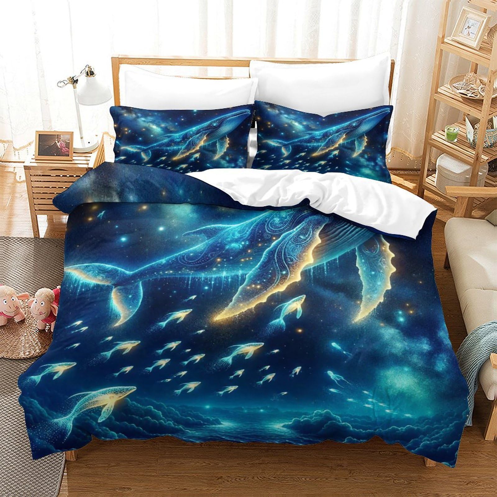 Housse de couette 3D univers spatial microfibre parure de lit enfant ado double 200x200cm