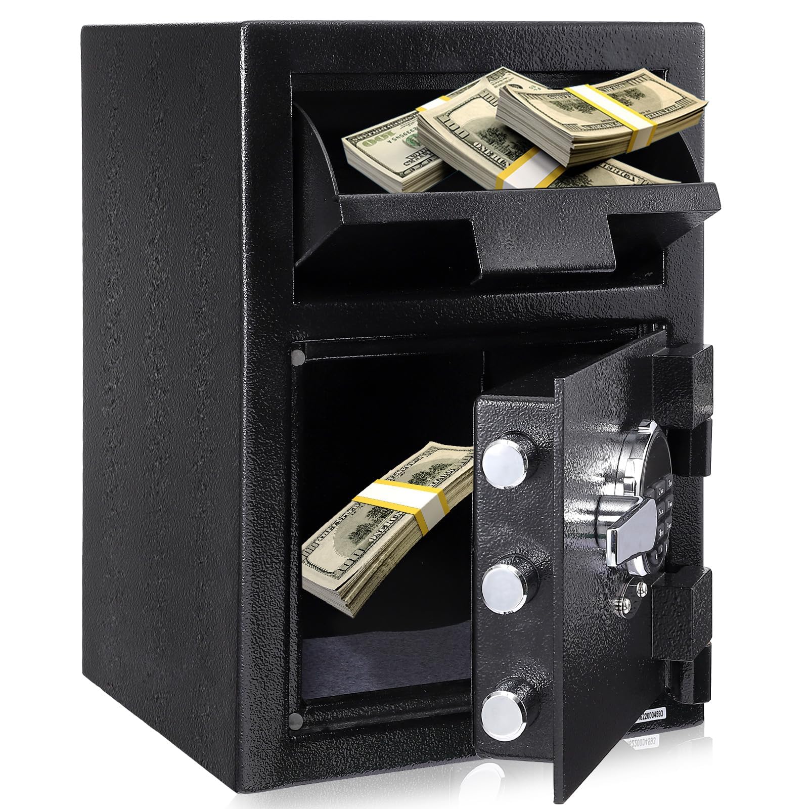 TROPOW 2.5 Cu.Ft Heavy Duty Business Safe-Drop Slot Lock Box for Cash and Mail,Digital Keypad and Coin Slot,Anti-Theft and Drop-Resistant,13.78"x15.75"x19.69",Black