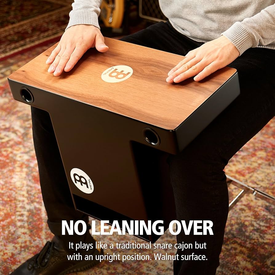 Meinl Pickup Slaptop Cajon Box Drum With Internal Snares And Forward Projecting Sound Ports - NOT MADE IN CHINA - Mahogany Playing Surface, ( PTOPCAJ4MH-M