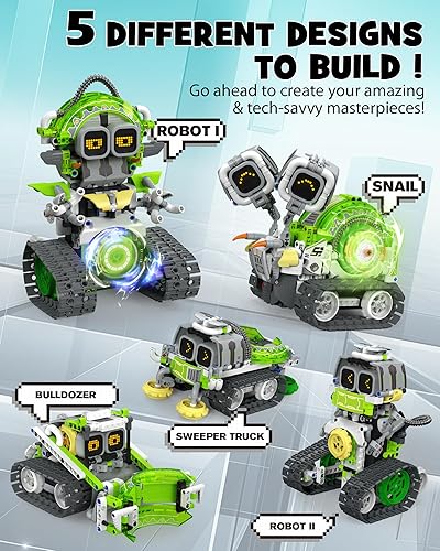 Miniatura 2 de Juego de construcción de juguetes de robot STEM AI 5 en 1, 478 piezas de bloques erectores de ingeniería con aplicación y control remoto para niños
