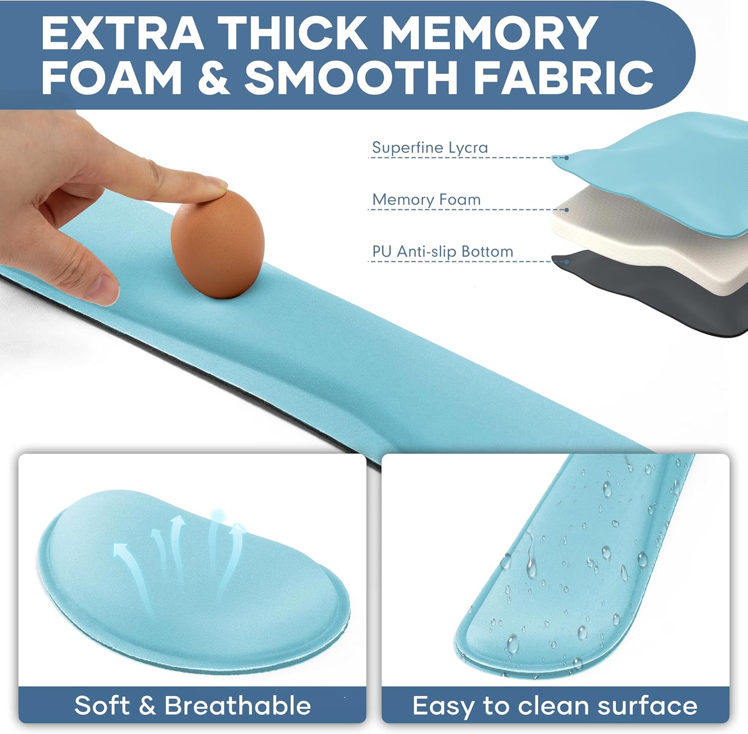 Office Ergonomic Memory Foam Computer Mouse and Keyboard Wrist Rest pad Support Carpal Tunnel, Wrist Rest for Keyboard and Mouse, Wrist Support Set - Image 5