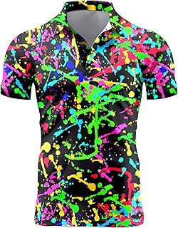 Mens 70s Golf Shirts, Funny 70s Shirts for Men, Short Sleeve, Medium, Typical 70's Colors