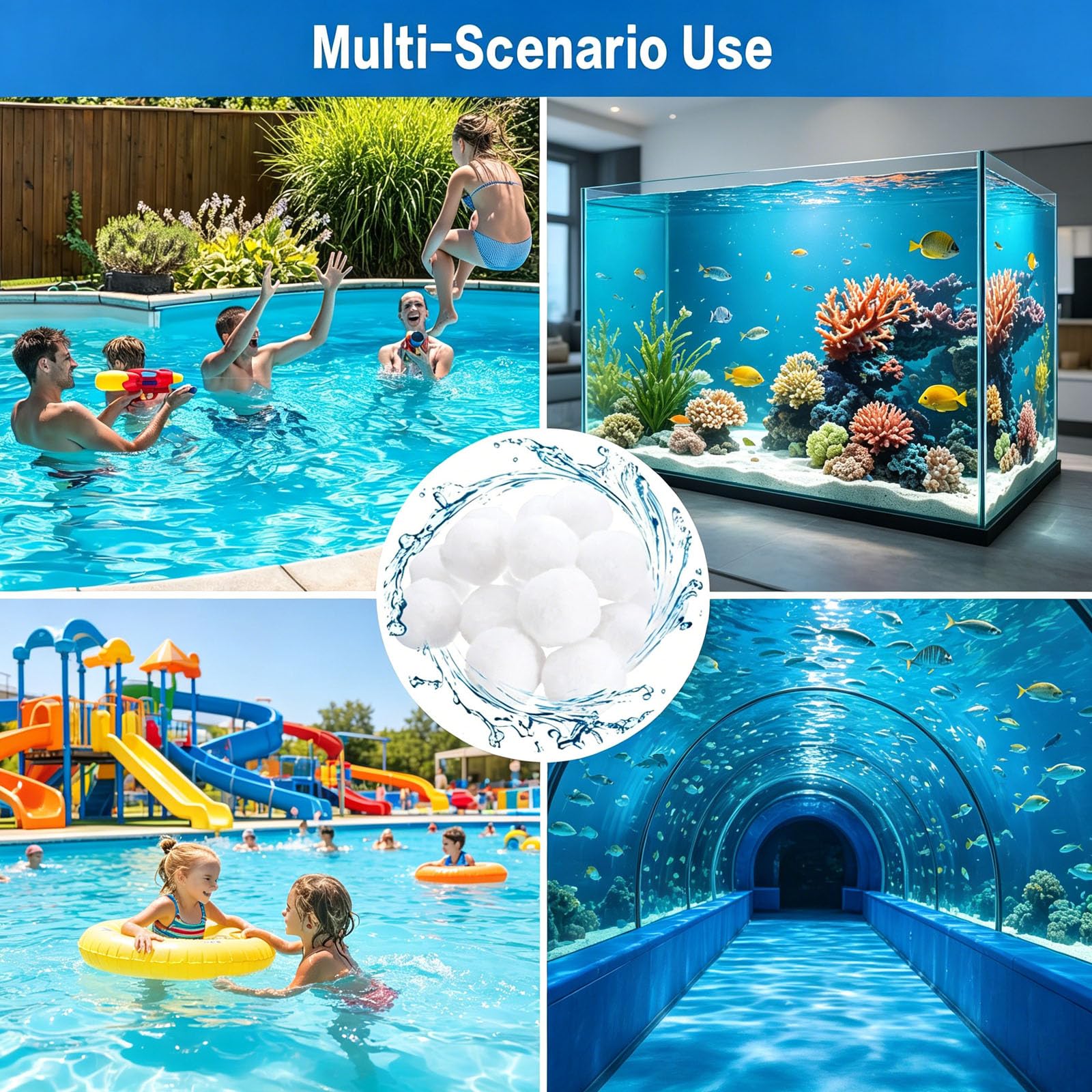 Caroca Boules de Filtre Piscine,1400g Balles Filtrantes Remplacer 50kg de Sable Filtration pour systèmes de Filtre a Sable Piscine