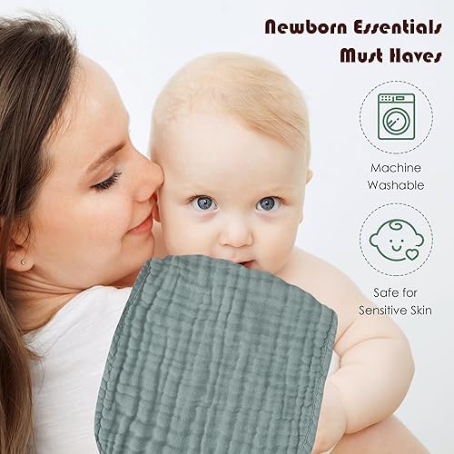 Miniatura 78 de Paquete de 8 pañitos grandes para bebés, de 20 por 10 pulgadas, son ultra absorbentes, se pueden lavar a mano, ideales para recién nacidos, toalla