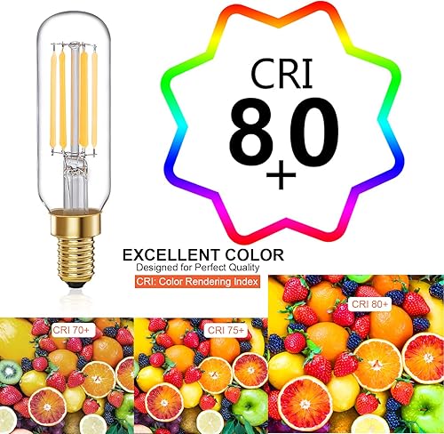 Miniatura 3 de TIANSHQ Bombilla LED E12 T6 regulable T25 Bombilla de candelabro 6 W igual a 60 W, bombillas Edison de luz diurna 4000K, paquete de 6 para