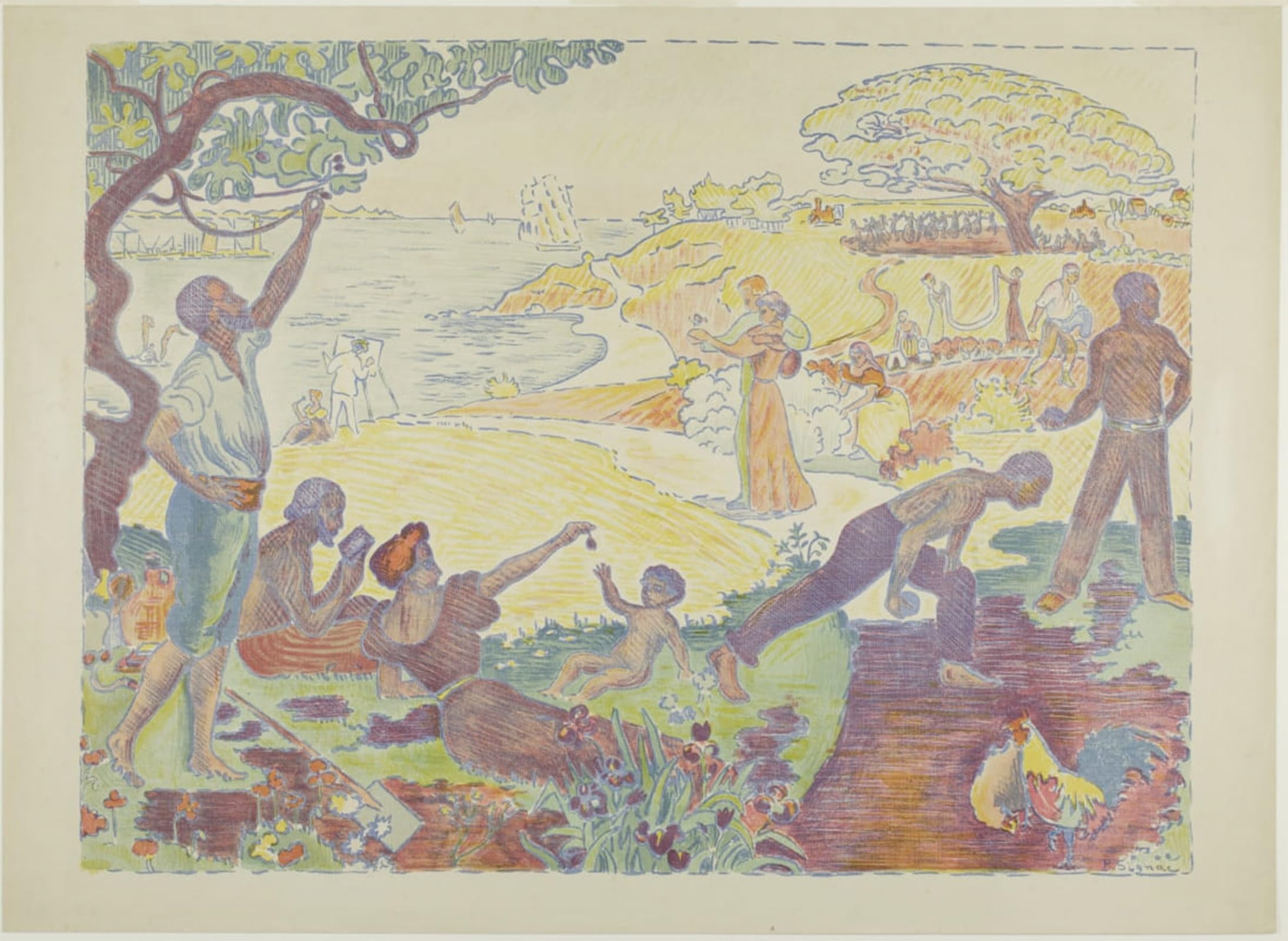 ARTXLXXBN Famous Painting Canvas Artwork Graffiti Print in Times of Harmony by Paul Signac Portrait Canvas Image for Home Decor 60x90cm
